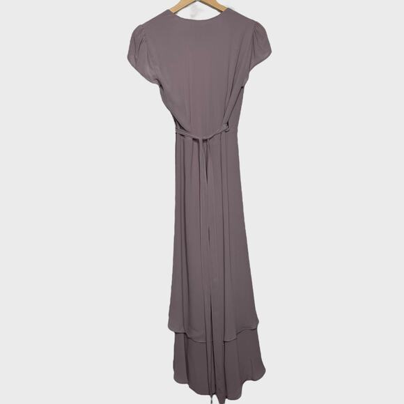 Reformation Blush Wrap Maxi Dress V Neck Flutter Sleeve Wedding Guest Outfit - Picture 7 of 7